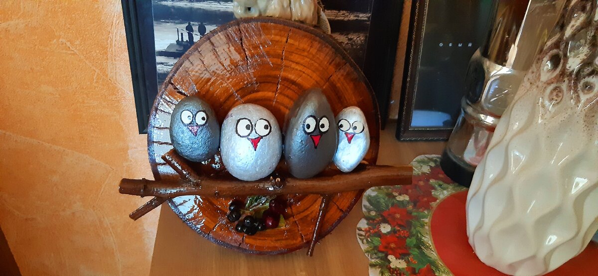 Моя поделка, семейка птичек (фото автора)