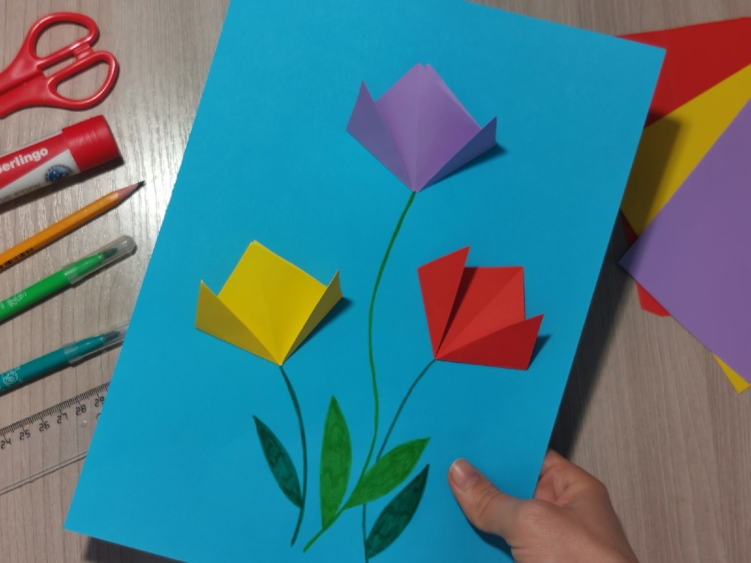 Простой Цветок из бумаги на 8 Марта для мамы / Origami Flower for mom