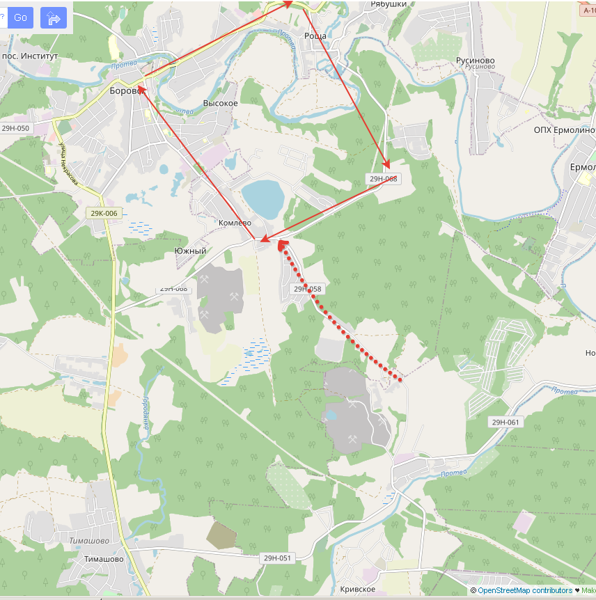 Схема маршрута вокруг Боровска