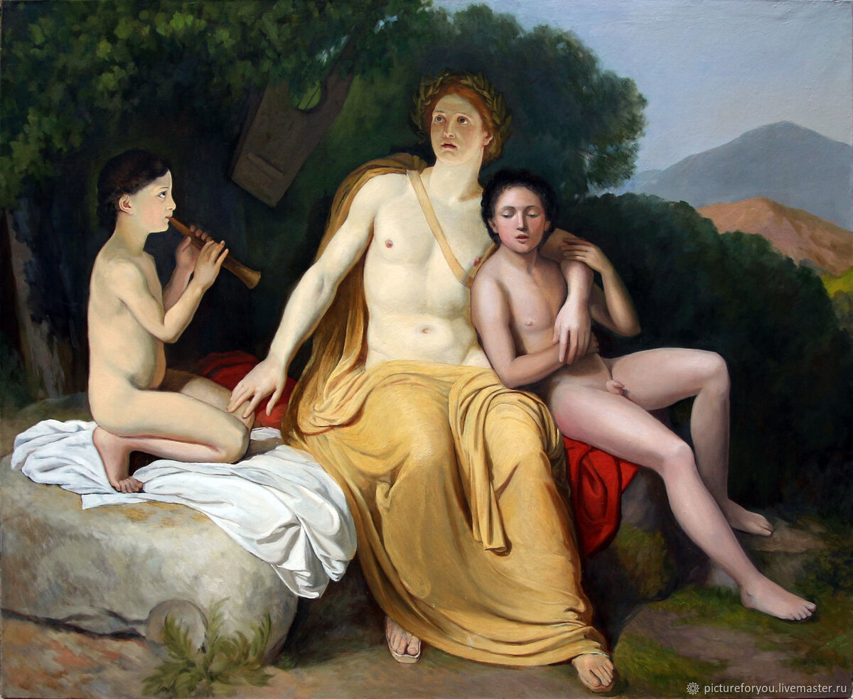 «Аполлон, Гиацинт и Кипарис, занимающиеся музыкой и пением». Картина А. Иванова