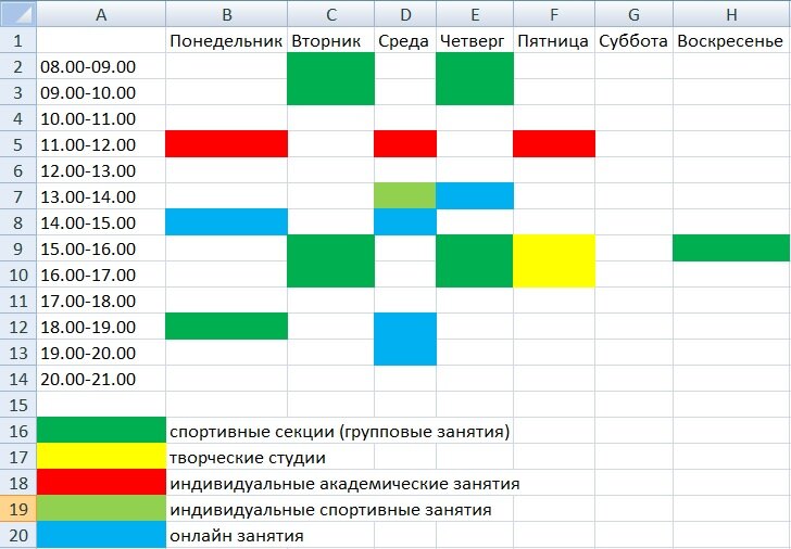 Расписание во втором классе