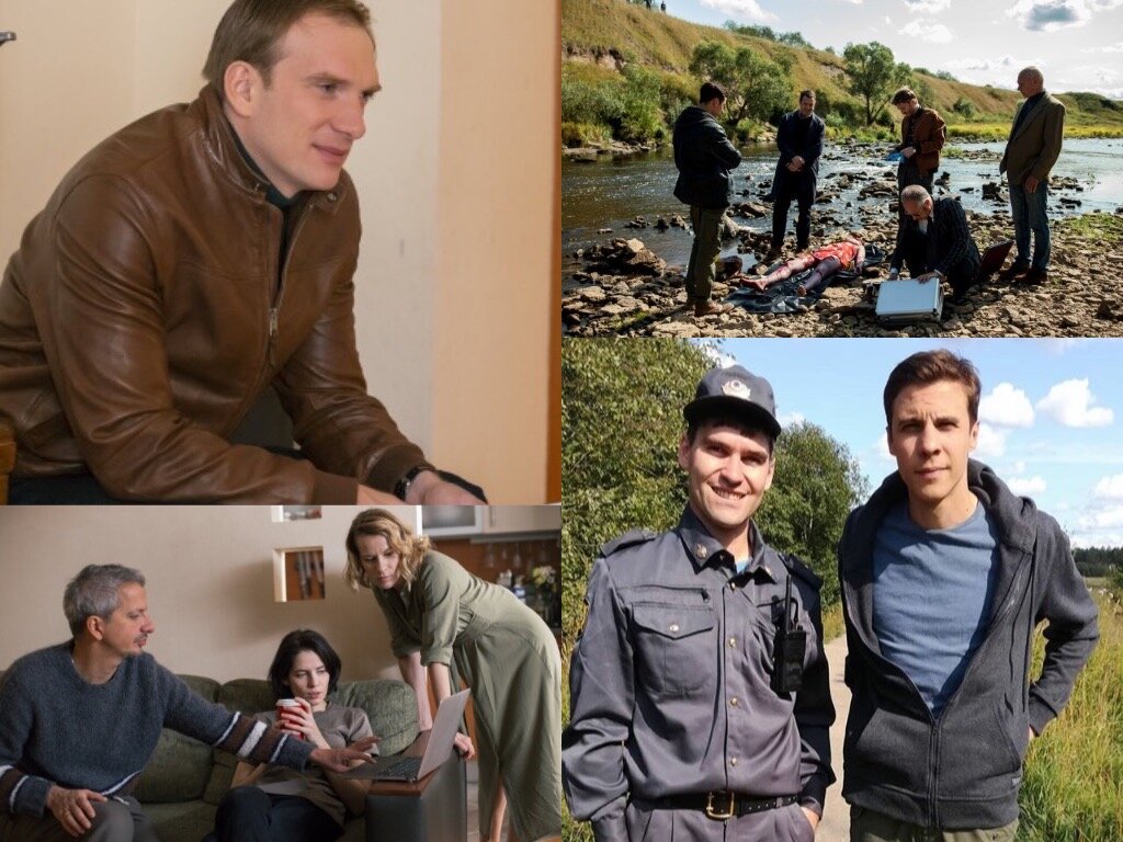 Коллаж кадров со съёмок сериалов "Хороший человек" и "Тень за спиной"