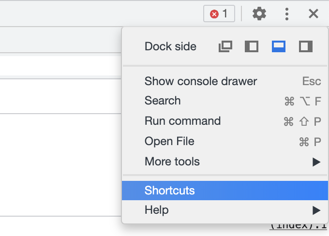 Описание горячих клавиш DevTools
