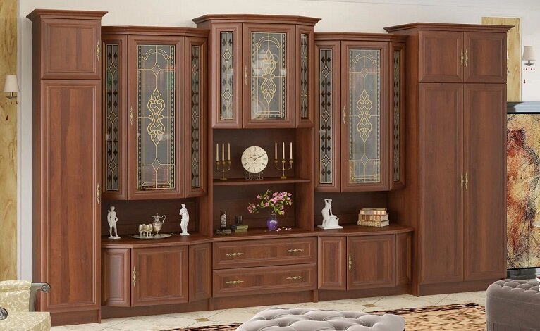 Классическая стенка в гостиной