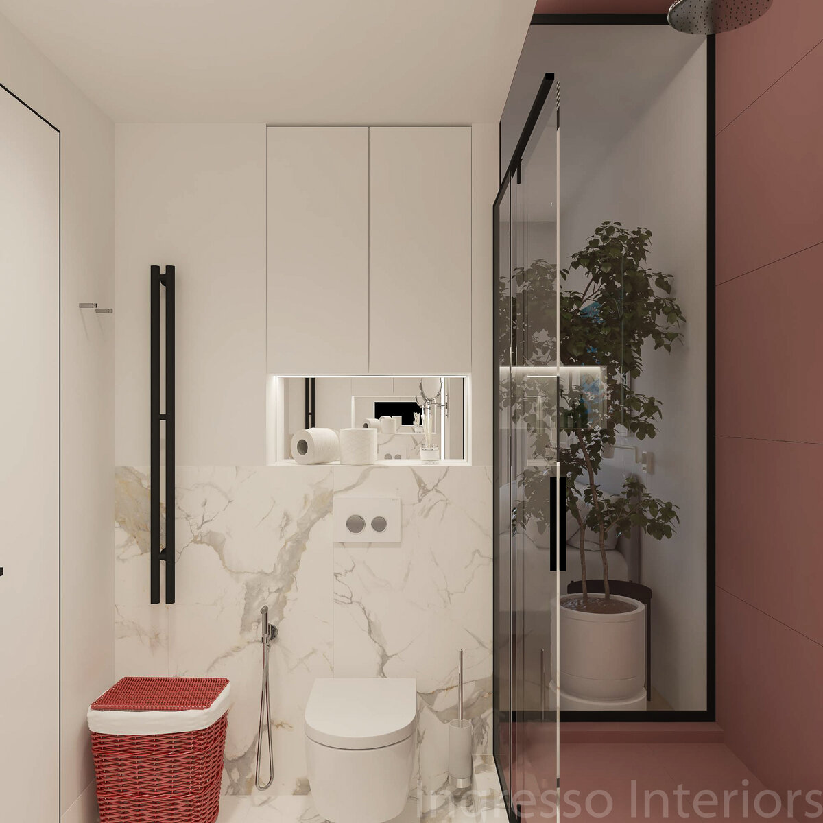 Стеклянная перегородка между спальней и душевой. КД Синатра.