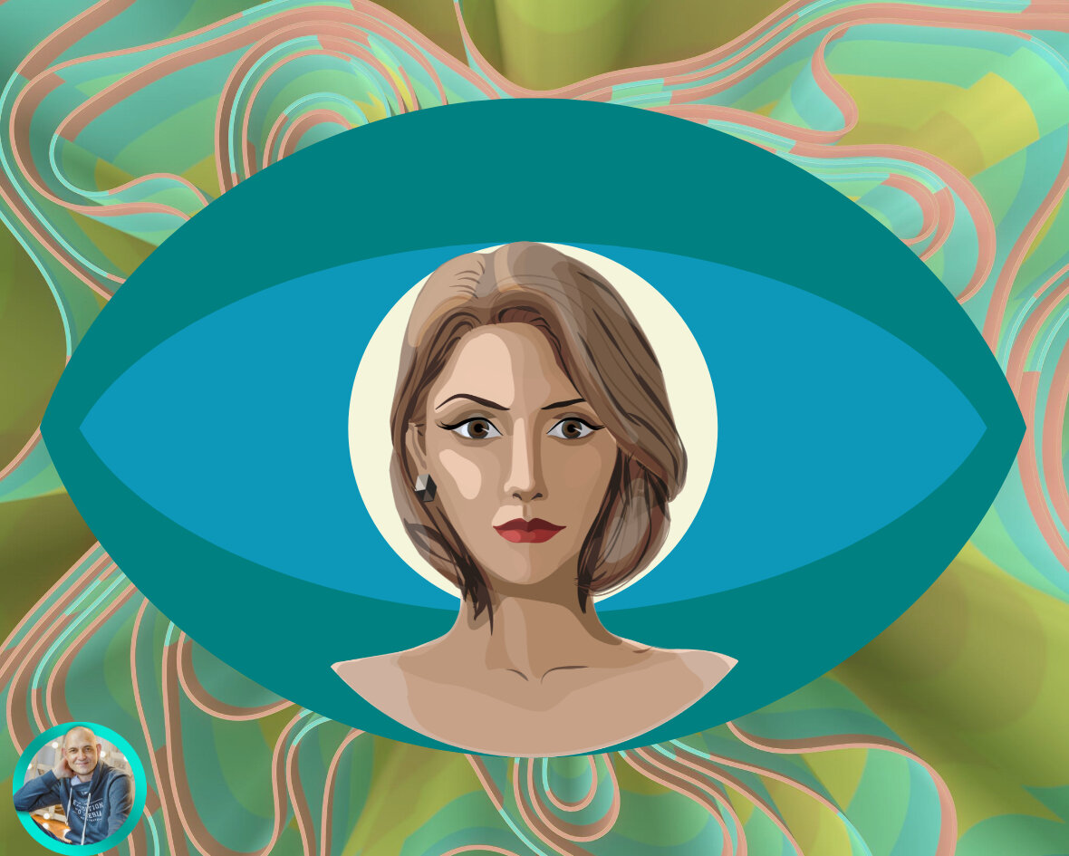 Тревожное лицо и расширенные от страха глаза - cделал на crello.com