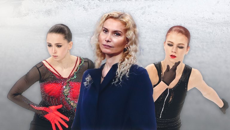    Камила Валиева, Этери Тутберидзе и Александра Трусова.