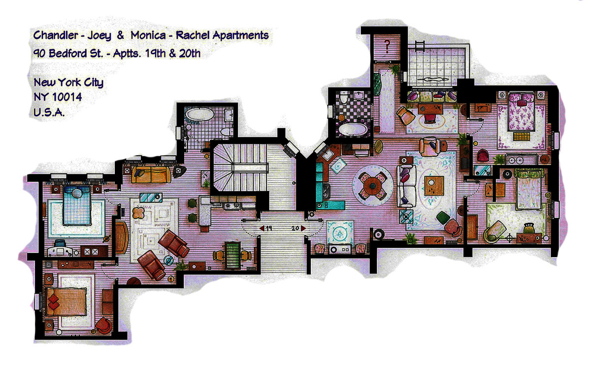 Квартира Моники из сериала друзья планировка