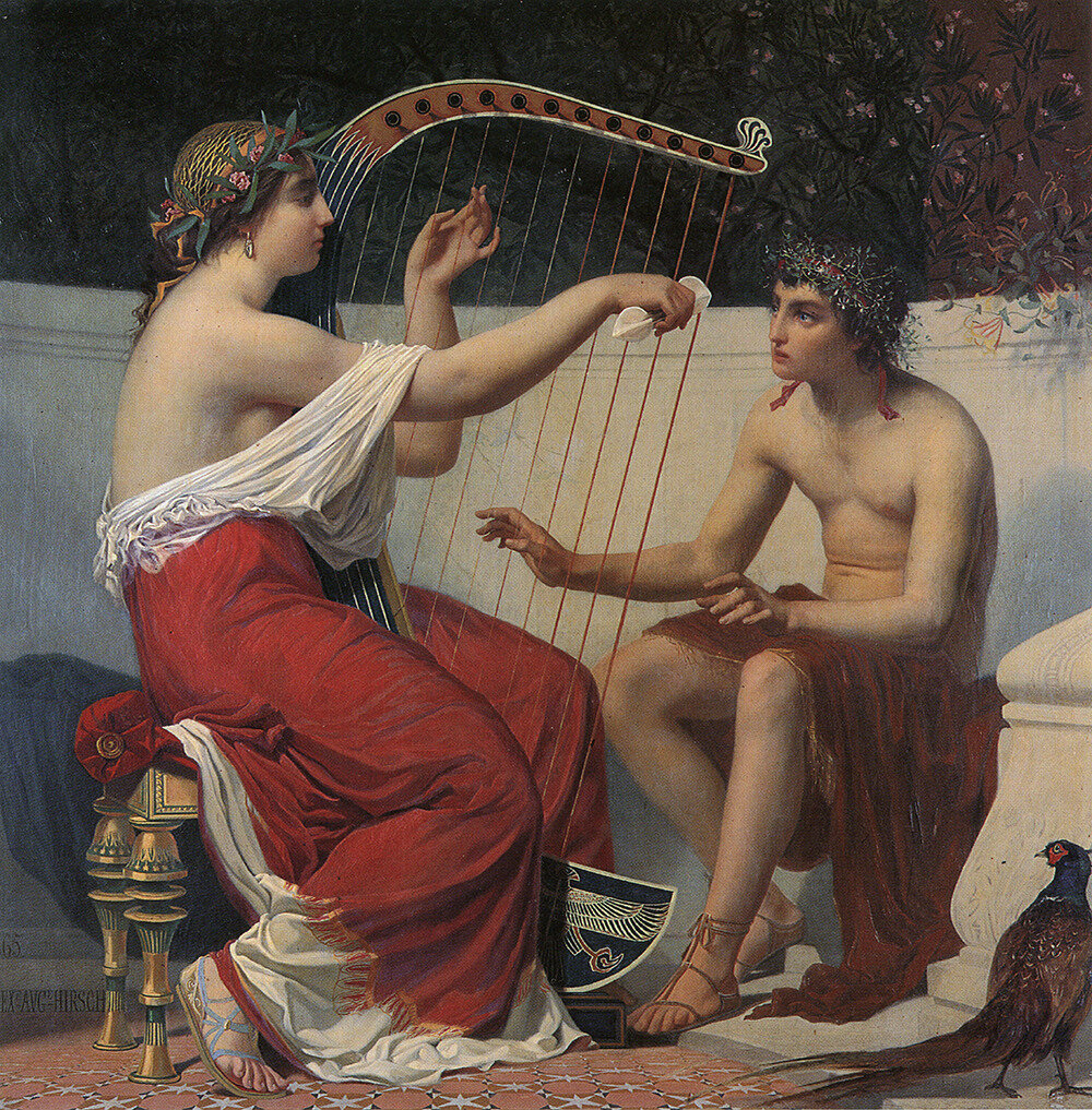 Alexandre Auguste Hirsch (French, 1833-1912) Calliope teaches music to the young Orpheus. 1862 г.