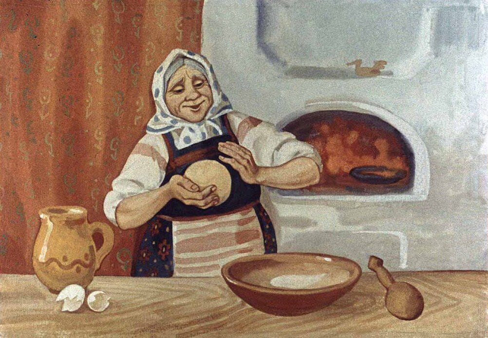 Картинка бабушка печет блины