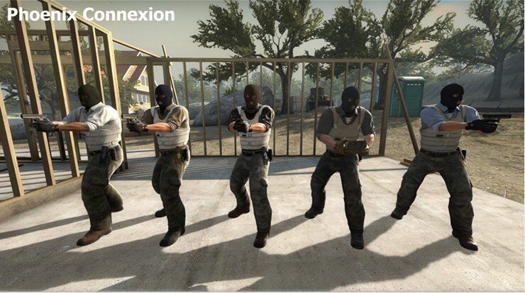  Phoenix Connexion. Происхождение: Восточная Европа после распада СССР. Карты: Aztec, Baggage, Lake, Assault, Militia, Motel, Library, Cobblestone, Overpass, Cache. Участники говорят с русским акцентом и иногда употребляют русский жаргон («Yo mayo, I need help!»).