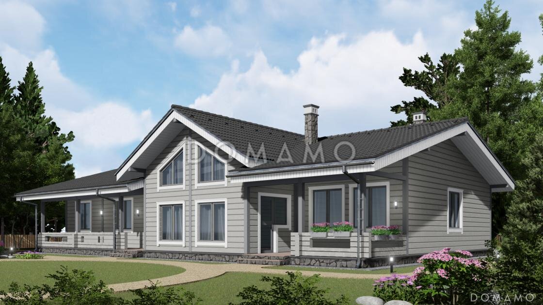 Проект D1490 — одноэтажный каркасный дом 12 на 20 метров