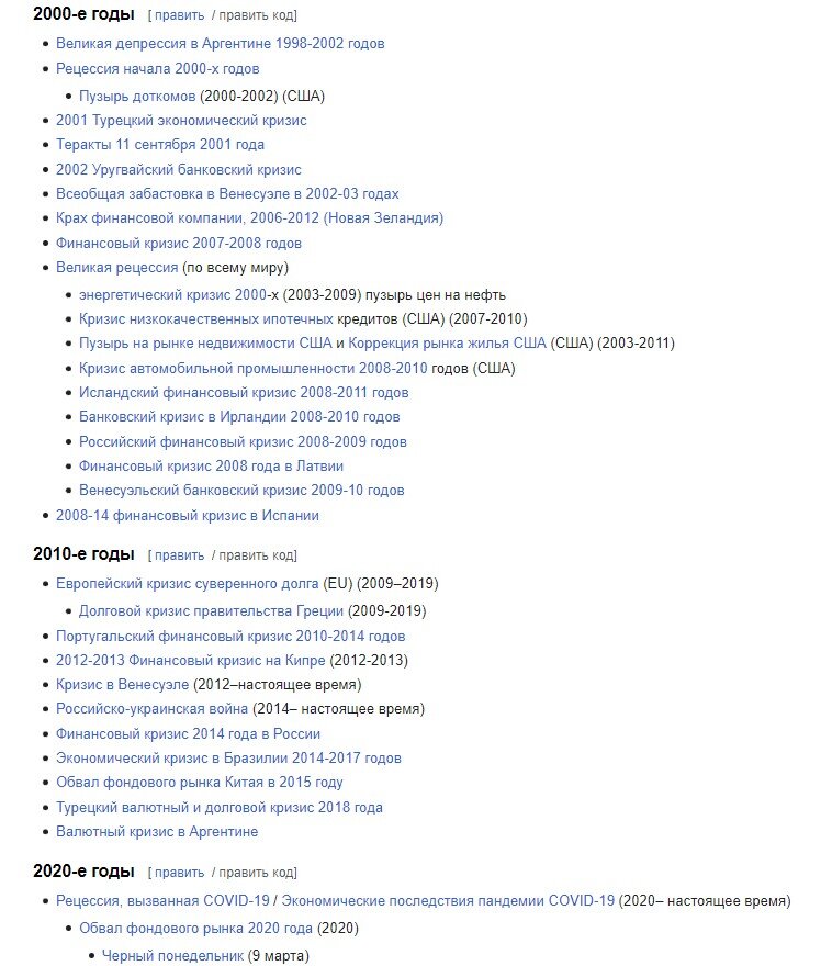 Только в первой половине 21 века экономических кризисов было больше, чем за весь 20 век.