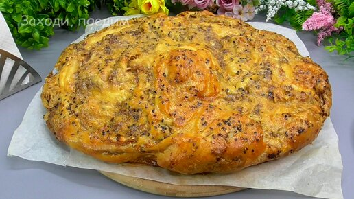 Слоеный пирог с мясом и картошкой