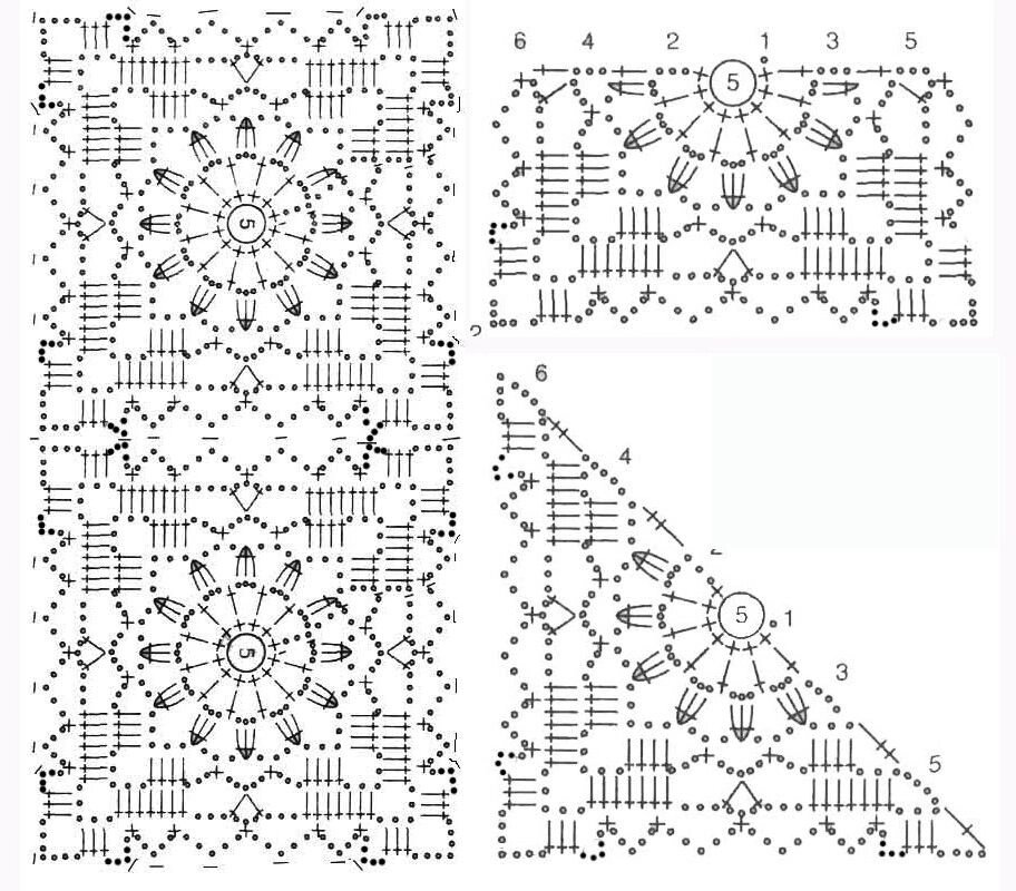 Ажурный мотив крючком схема