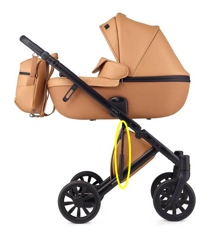 На фото коляска Anex e/type, имеет основную пневмо-амортизацию. а также пружинную на самих колесах.