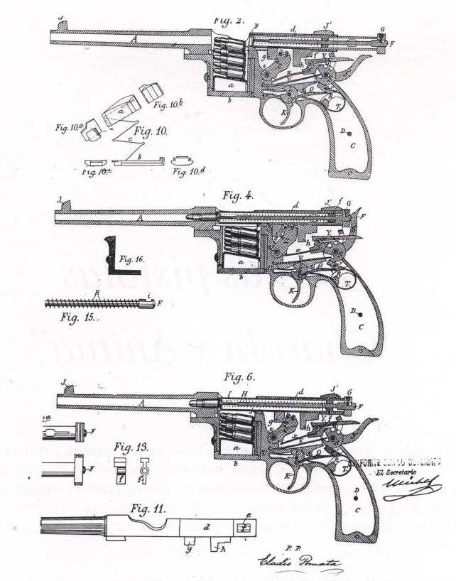 Пистолет Чарола и Анитуа. Рисунок из патента.
