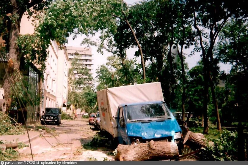 Последствия урагана на улице Усачёва, 1998. Фото А. Сергеева, с сайта www.pastvu.com.