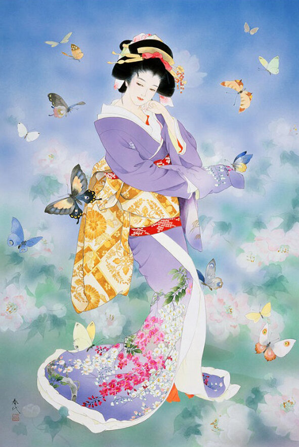 Картина японской художницы Морита Харуё. Ресурс фото: https://www.liveinternet.ru/users/3251944/post471876064/