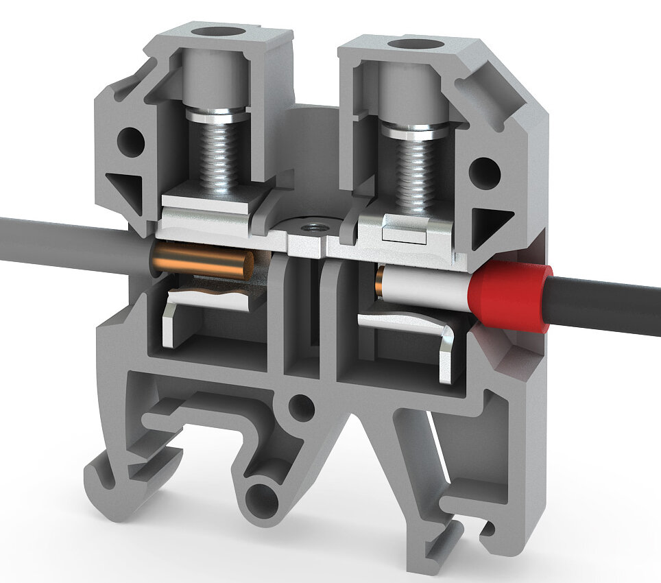 Клемма этой конструкции может зажимать многожильные провода без повреждения жил