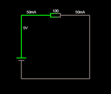 Рис.2 - Ток идущий через сопротивление 100 Ом при 5В.