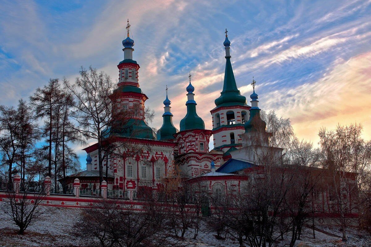 Богоявленский собор,Иркутск зимой