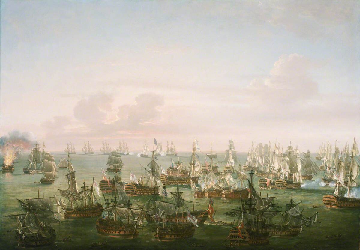 Nicholas Pocock (1740–1821). The Battle of Trafalgar, 21 October 1805. End of the Action. Royal Museums Greenwich