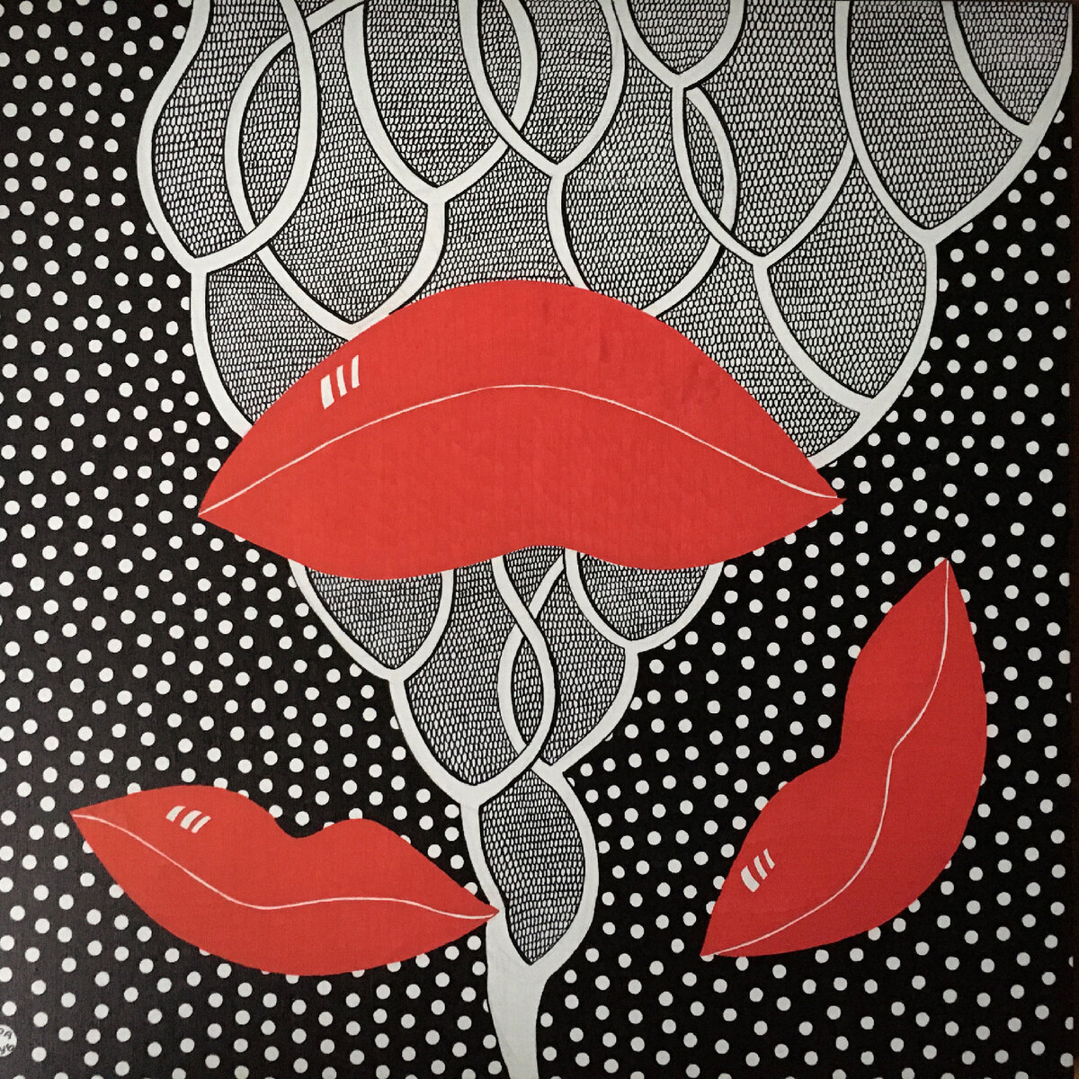 Ира Куб «Под водой». Холст/акрил/маркеры, 100х100 см