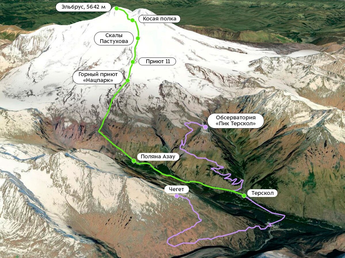 Терскол эльбрус карта