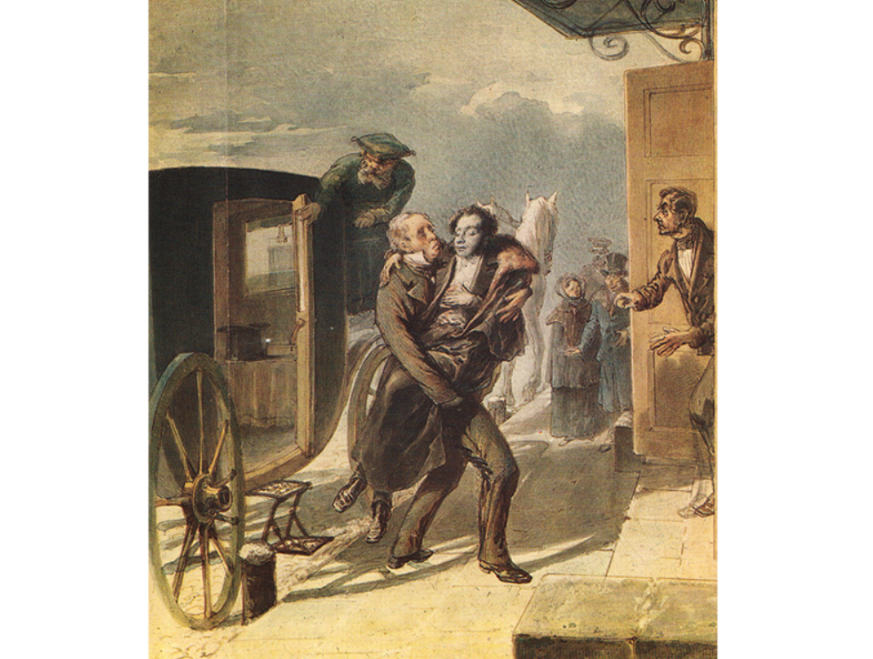 П. Ф. Борель. «Возвращение Пушкина с дуэли»