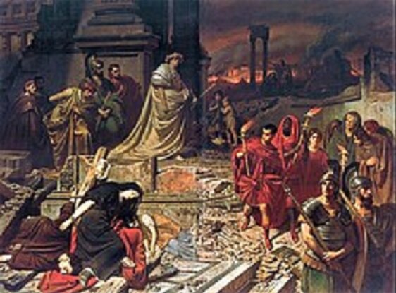 "Нерон, любующийся горящим Римом". Картина Карла Теодора фон Пилоти, 1861 г.