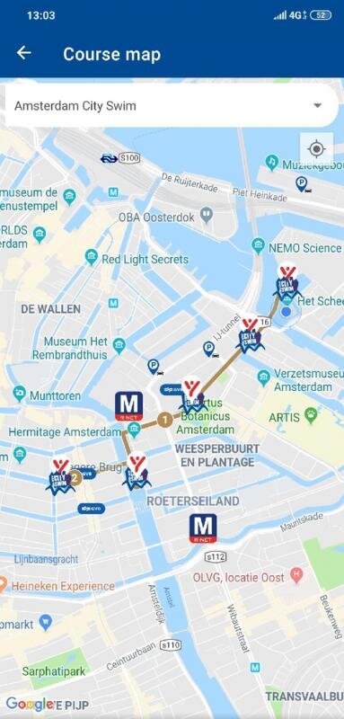 Маршрут заплыва Amsterdam City Swim