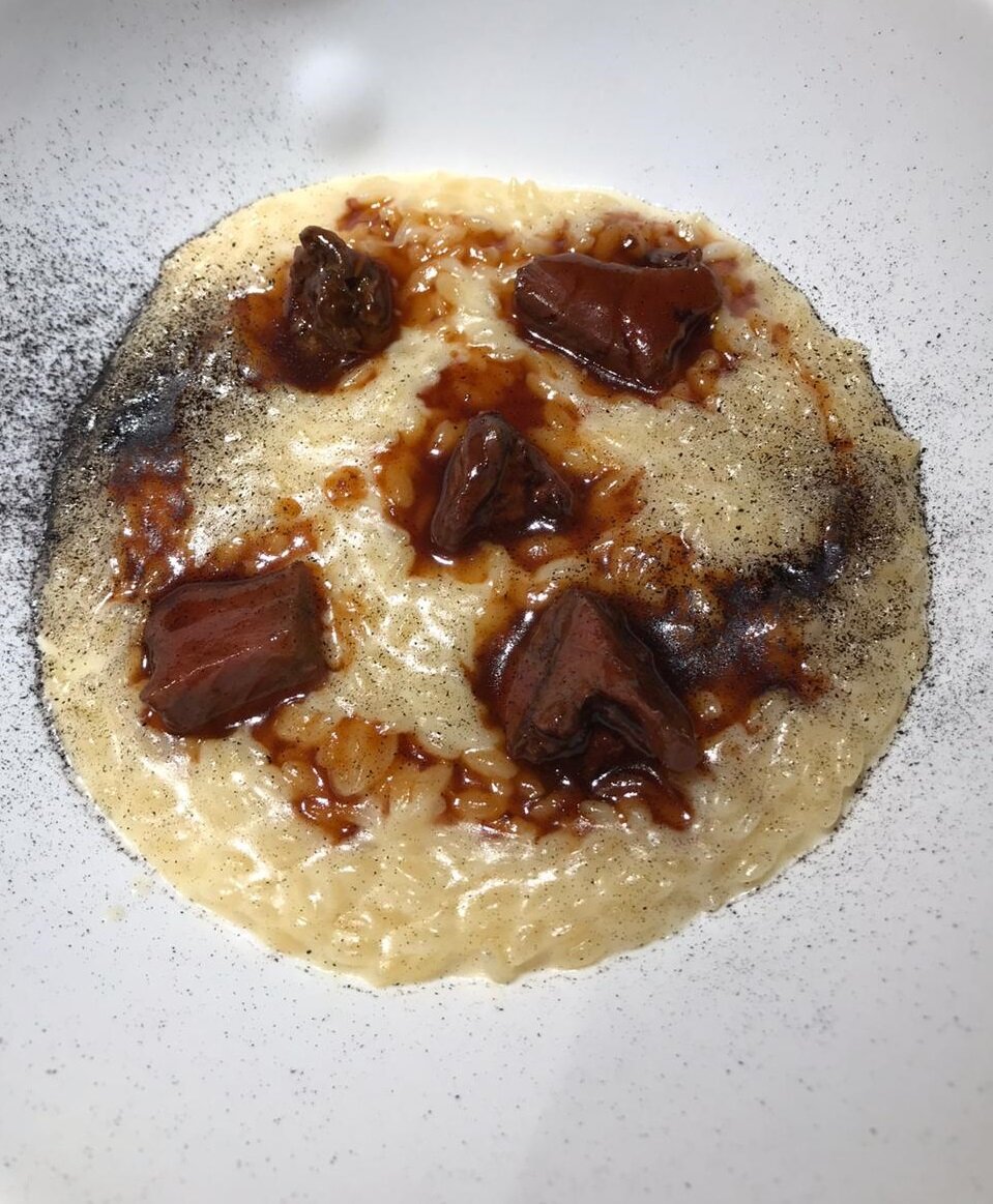 Паста орзо с телячьими щёчками