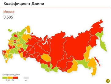 Коэффициент Джини по регионам России