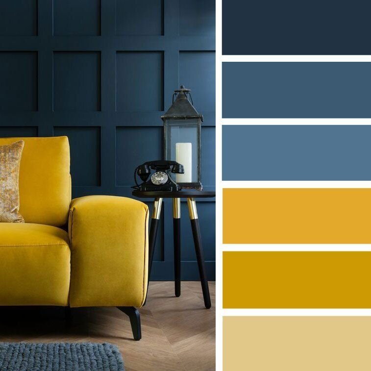 Сочетание синего цвета с другими цветами в интерьере квартиры и частного дома — 100 фото