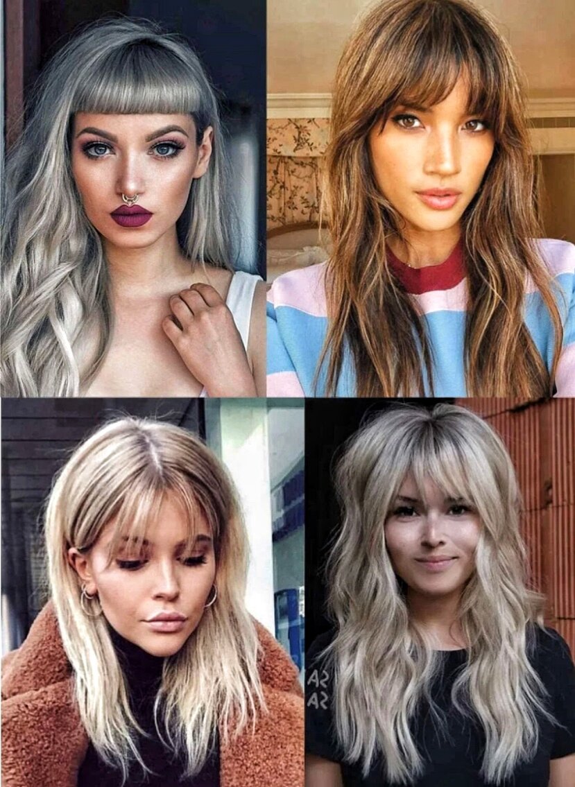 Так смотрятся чёлки на длинных волосах