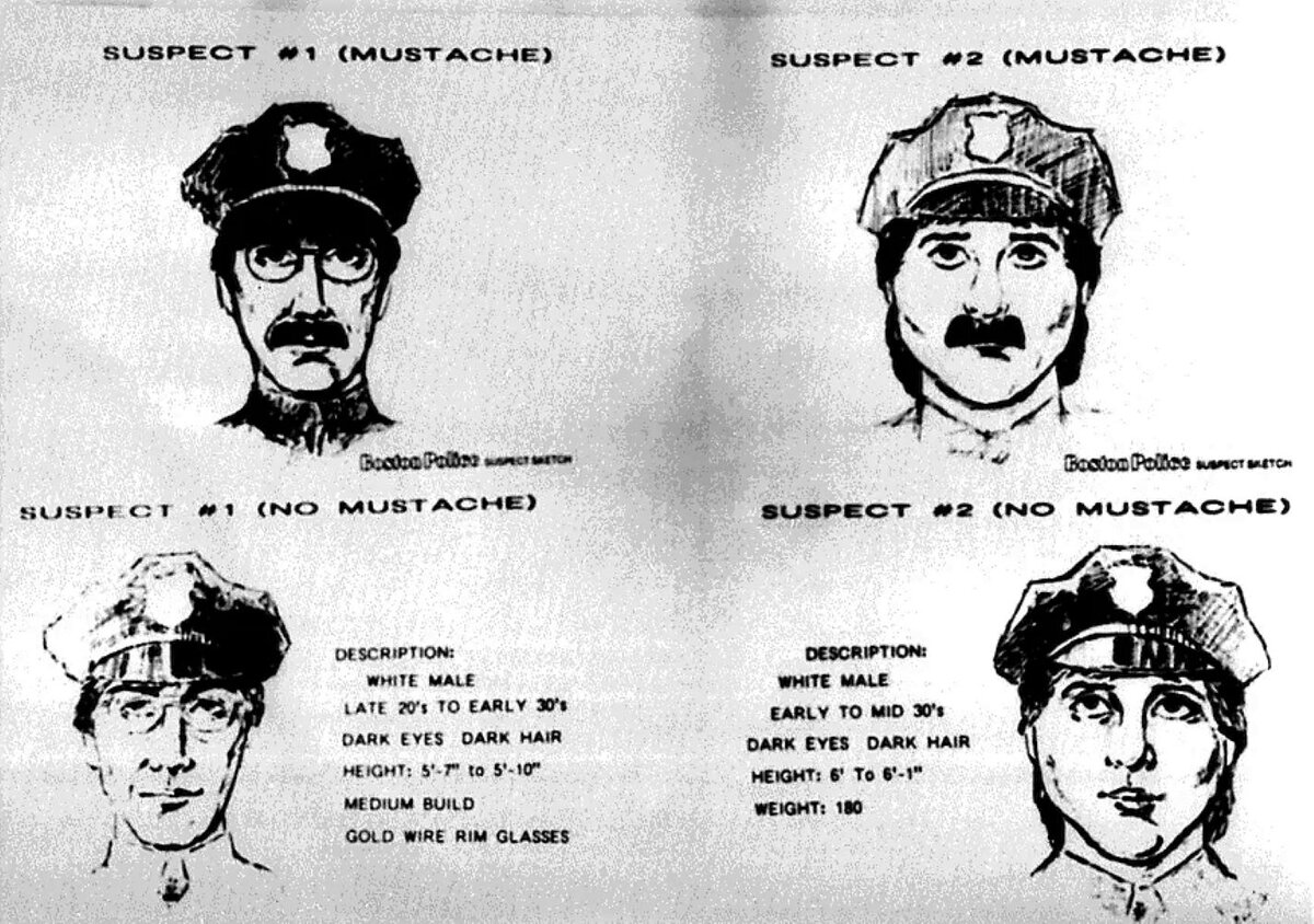 Фоторобот грабителей, который распространяла полиция Бостона в 1990 году