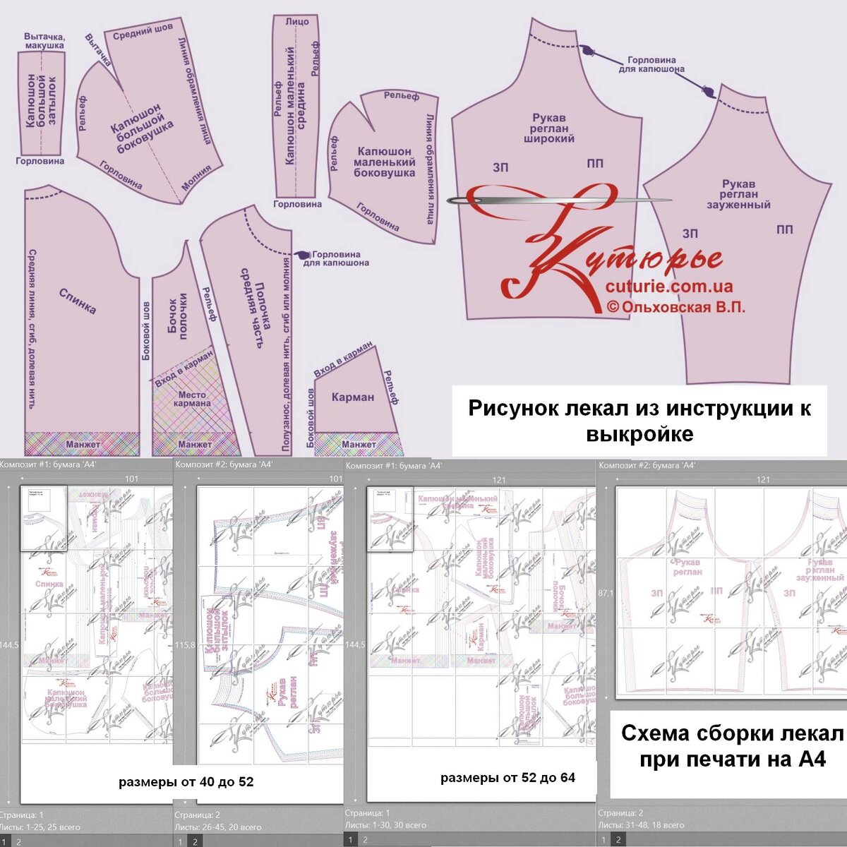 Построение выкройки рукава Реглан на пройме