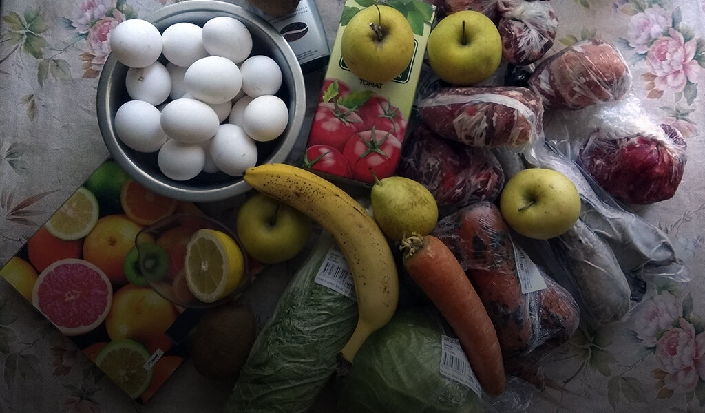 Перечень продуктов для японской диеты — на фото не весь перечень, а то, что можно закупить в первый день и что точно не испортится.