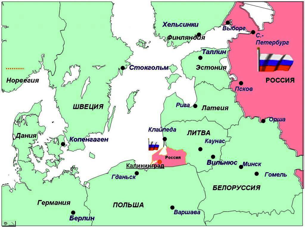 Калининград карта европы и россии