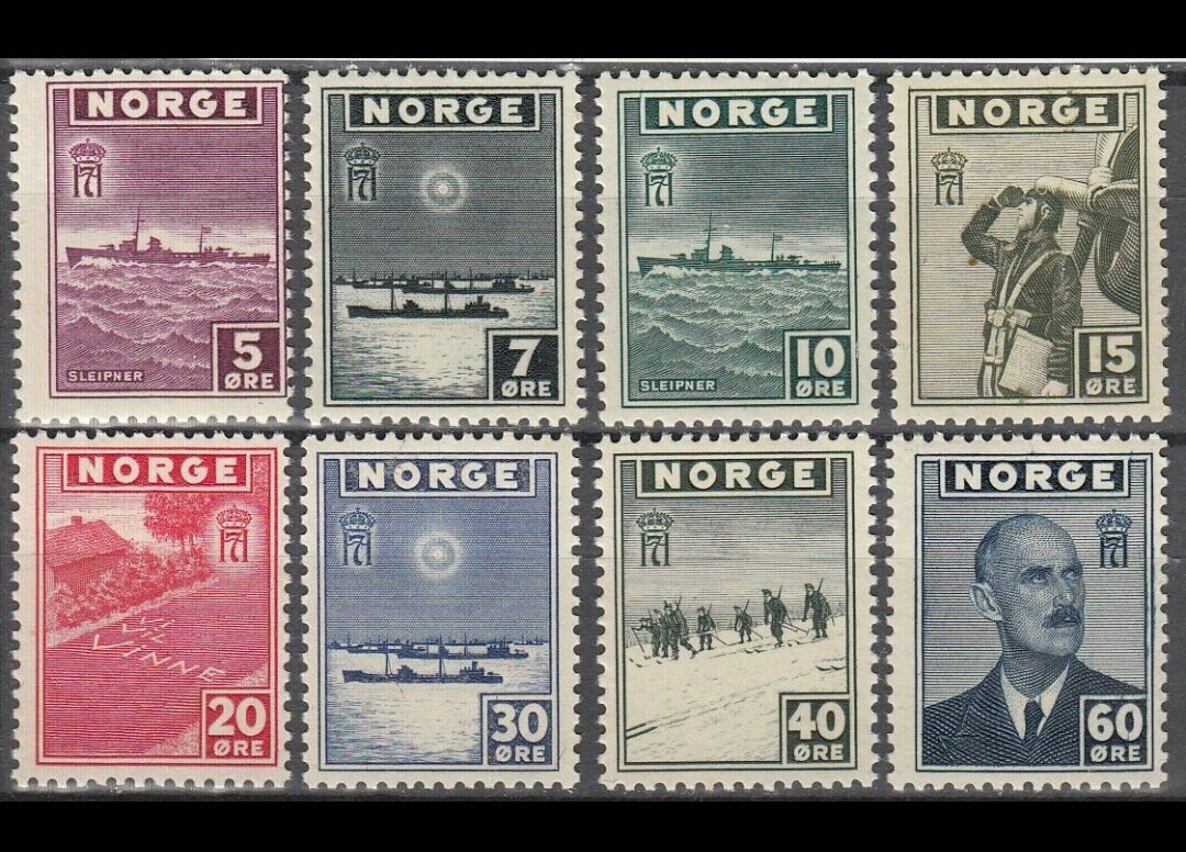 Серия марок "Правительство Норвегии в изгнании", 1943 год. Эти марки быстро растут в цене. Фото автора