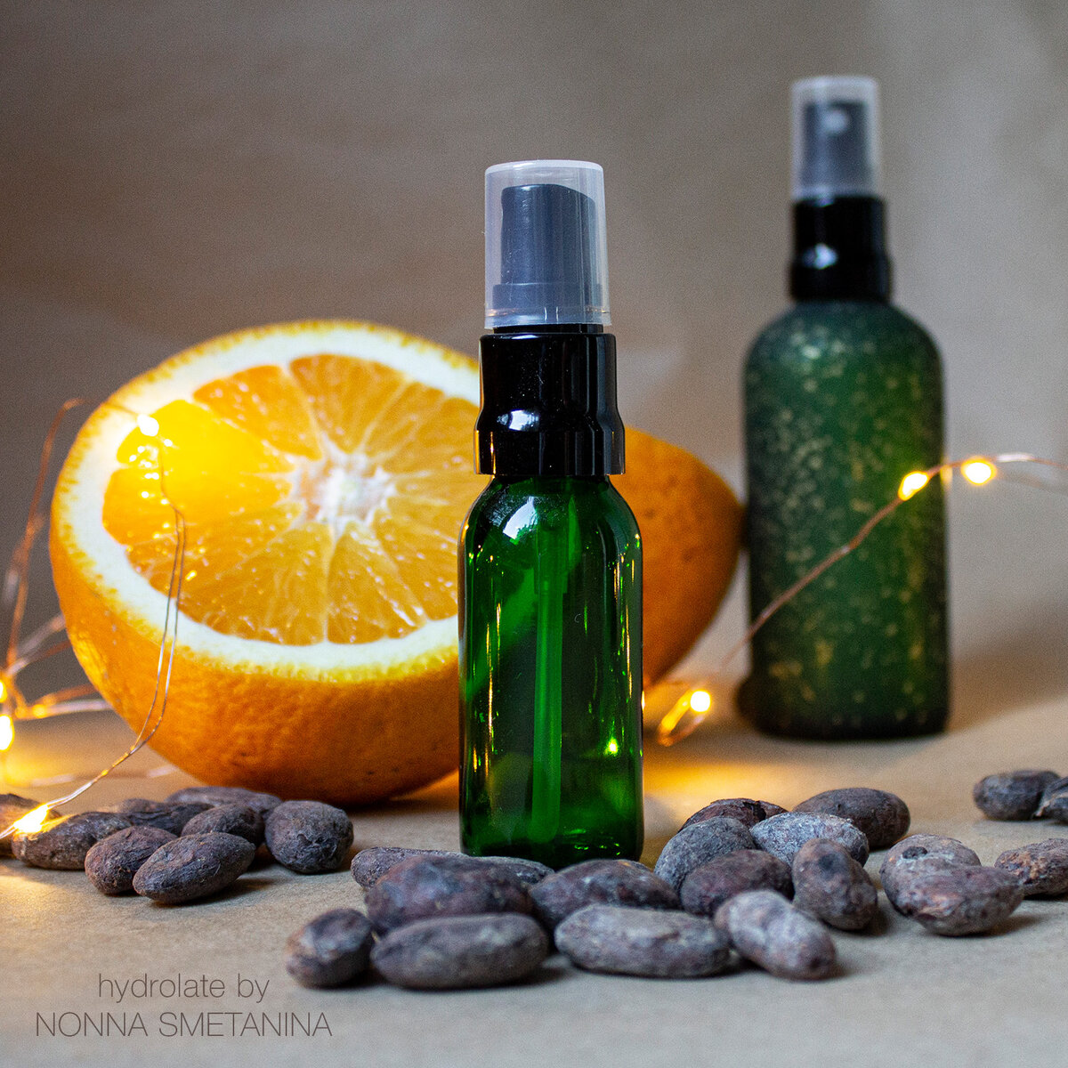 Мини-версия гидролата "Какао-бобы и апельсин", 30 мл, крышка-спрей