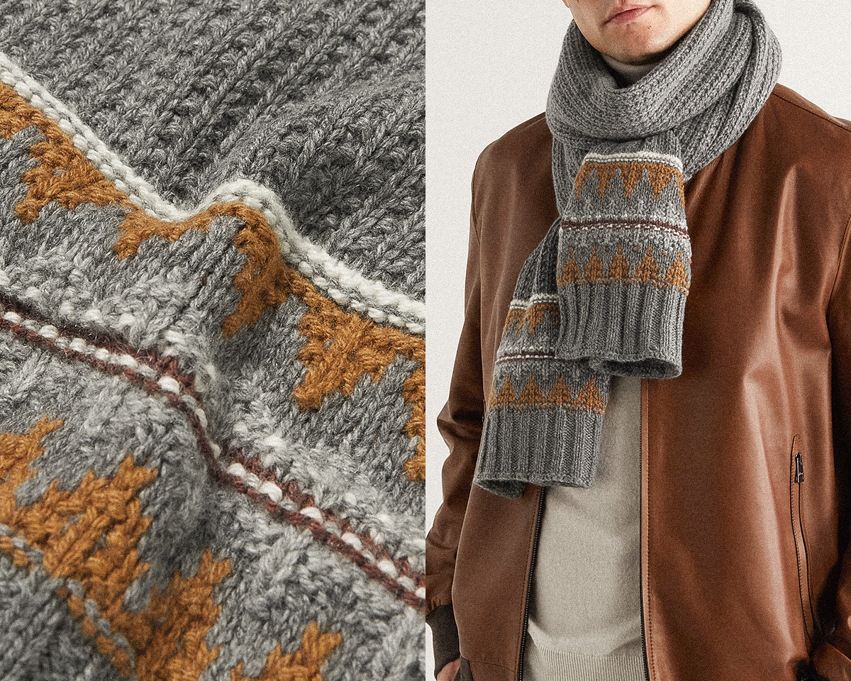 Шарф Лоро Пьяна с элементами жаккарда