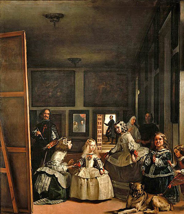Картина Диего Веласкеса "Менины", она же "Фрейлины", она же "Семья Филиппа четвертого".  Хотя на картине 11 человек, а членов семьи только трое.