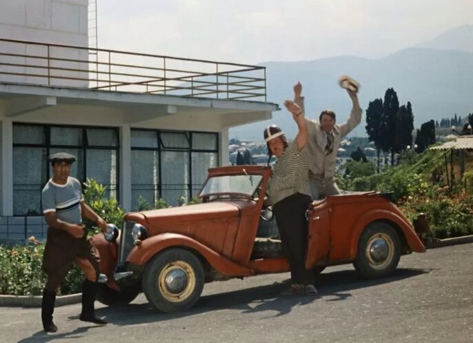 Кадр со съёмок фильма "Кавказская пленница, или Новые приключения Шурика