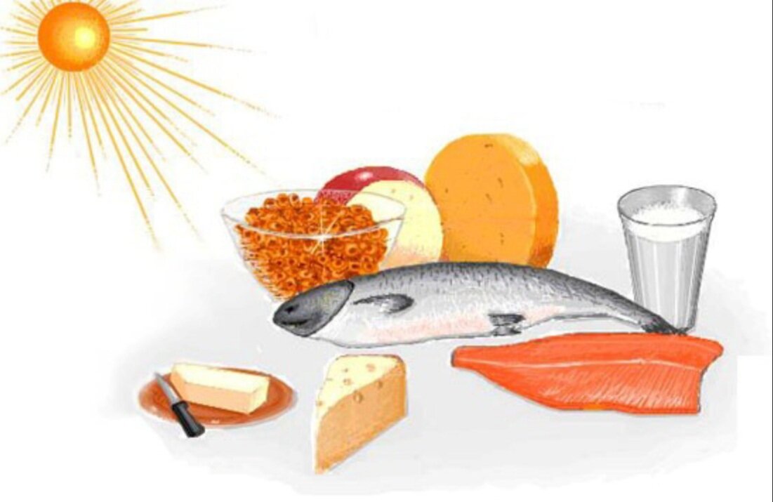 Получается, что витамин Д мы можем "извлечь" из ультрафиолетовых лучей (вообщем, солнца) и пищи, в которой есть данный витамин.