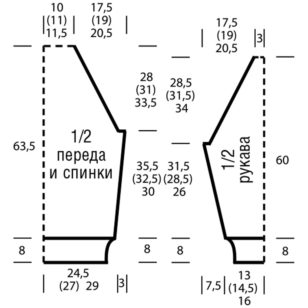 Вязание спицами вязание реглана снизу вверх спицами схема