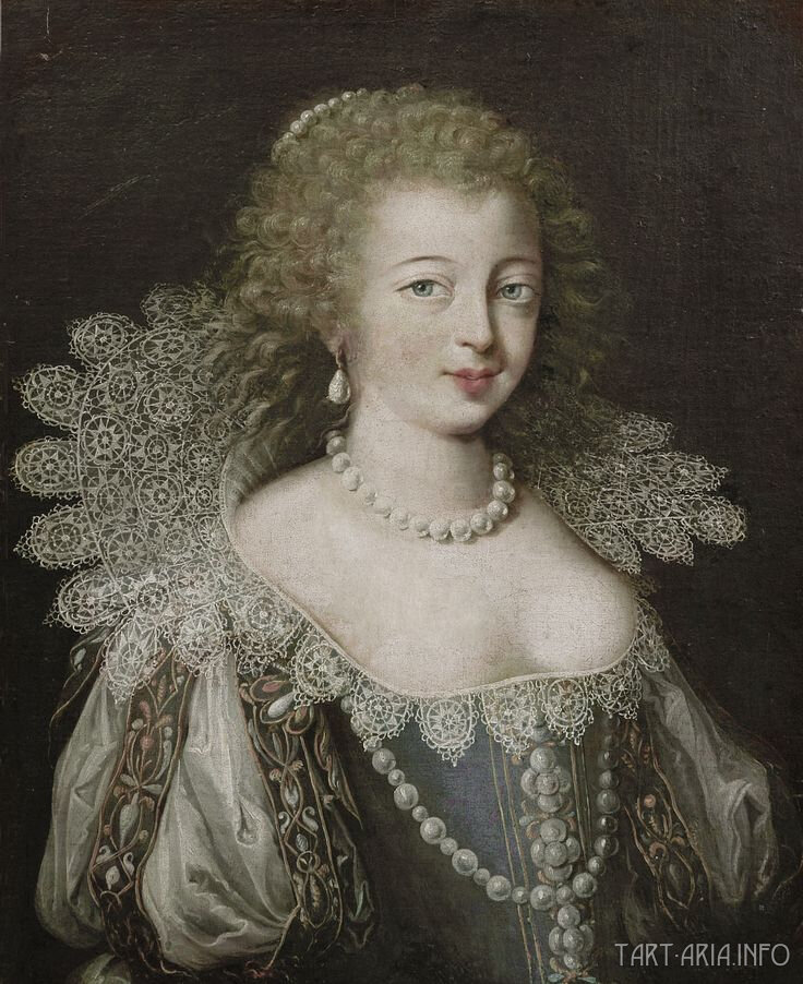 Мария д'Отфор (1616 - 1691 гг.)  фаворитка Людовика XII (считается, что на этом портрете изображена именно Мария д'Отфор, хотя ряд исследователей сходятся во мнении, что это изображение другой дамы) 