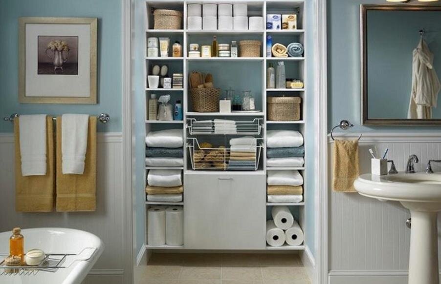 Место вокруг раковины можно заполнить по такому же принципу