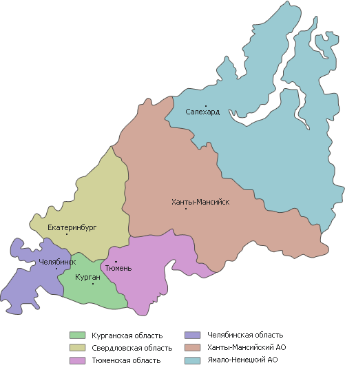 Карта тюменской области и курганской области